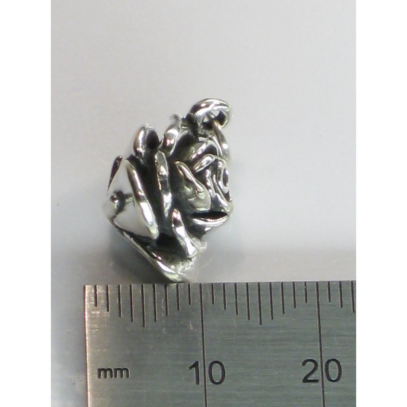 Rose Flower Sterling Silver Heavy Charm, Floral Design